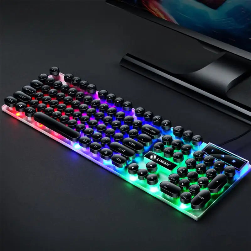 Gtx300 Keyboard and Mouse Set Punk Retro Simulation Mechanical Keyboards Backlit USB Wired 104 keys Suspension Gaming Keypad Set