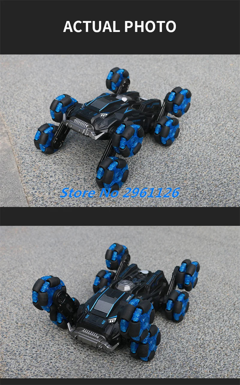 8 Wheels Watch Gesture Sensing Dual Remote Control Stunt Car 2.4G 360° Rotation Smart Programming One Key Spray RC Stunt Car Toy