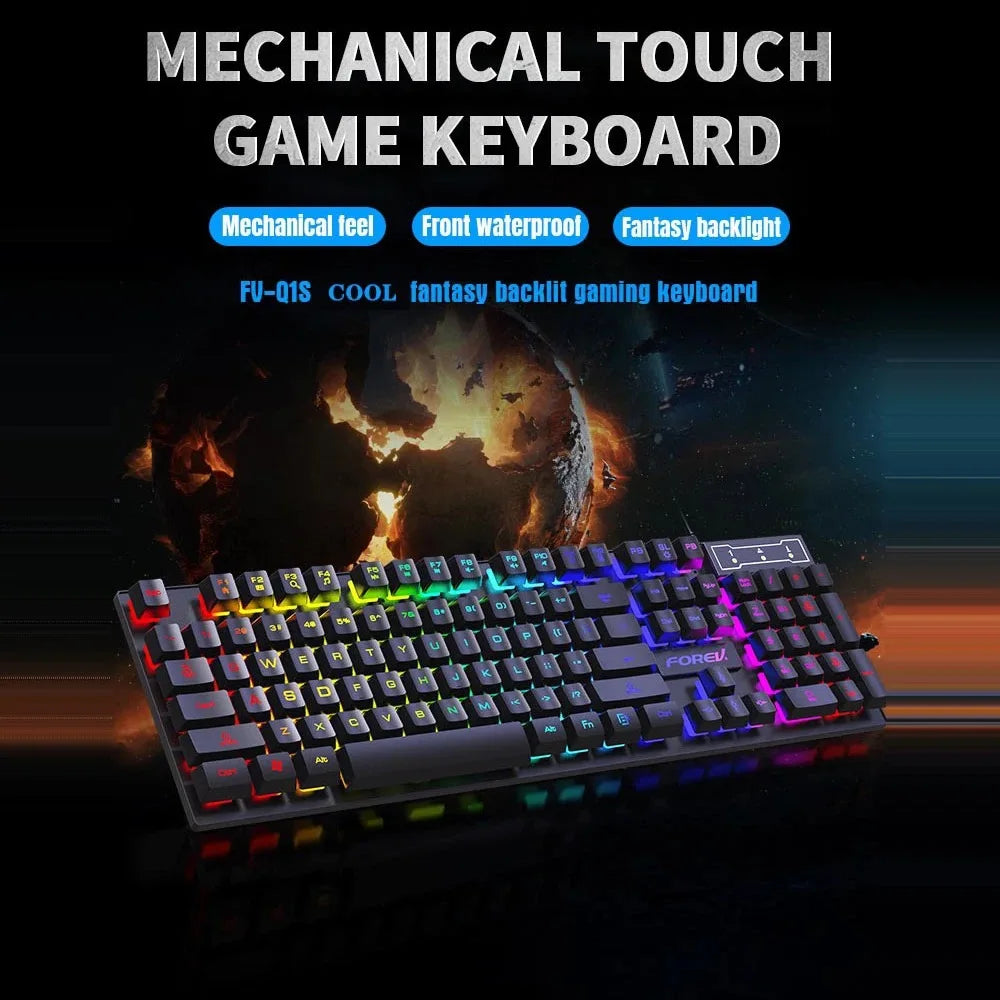 104 key Wired Gaming Keyboard And Mouse Set Backlit Mechanical Keyboard waterproof Luminous keyboard for Gamer PC Laptop Office