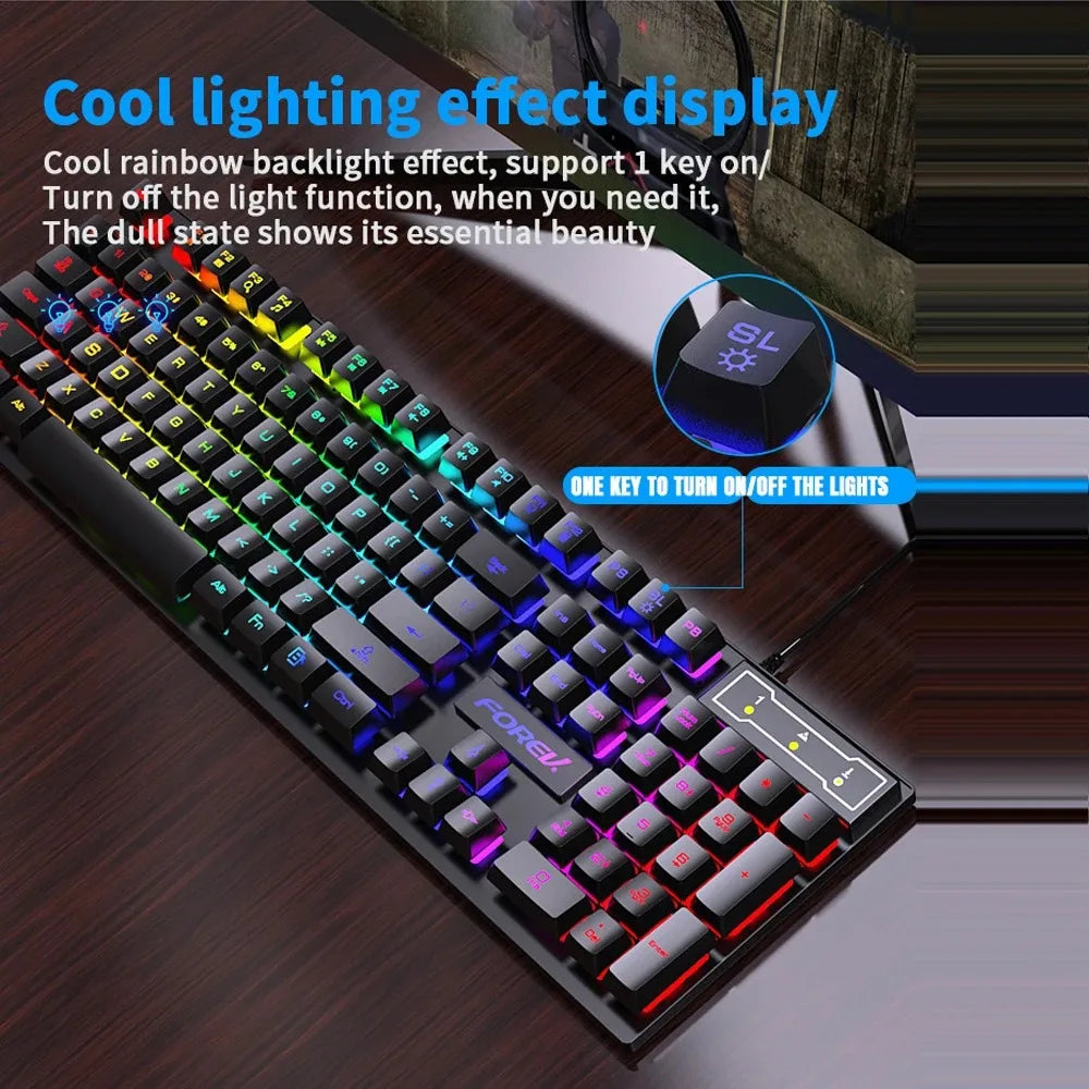 104 key Wired Gaming Keyboard And Mouse Set Backlit Mechanical Keyboard waterproof Luminous keyboard for Gamer PC Laptop Office