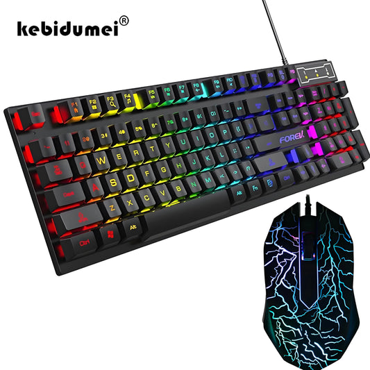 104 key Wired Gaming Keyboard And Mouse Set Backlit Mechanical Keyboard waterproof Luminous keyboard for Gamer PC Laptop Office