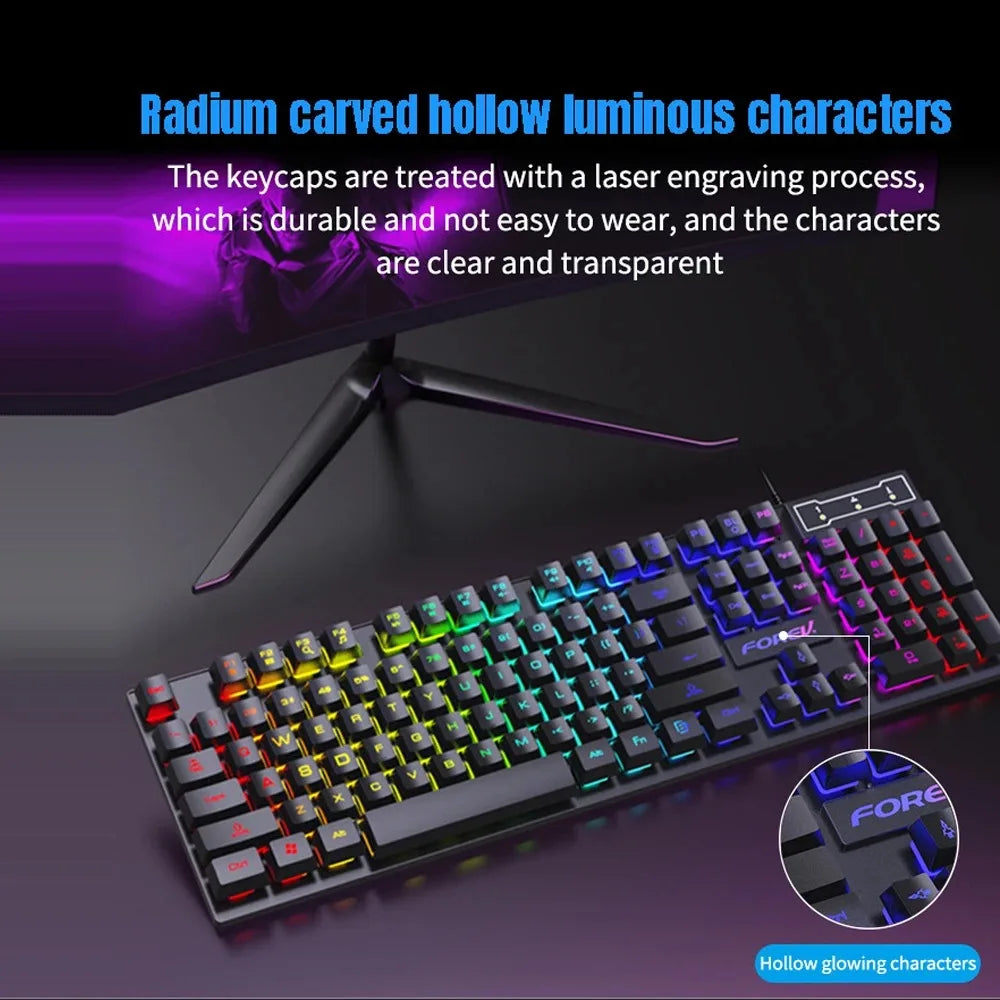 104 key Wired Gaming Keyboard And Mouse Set Backlit Mechanical Keyboard waterproof Luminous keyboard for Gamer PC Laptop Office