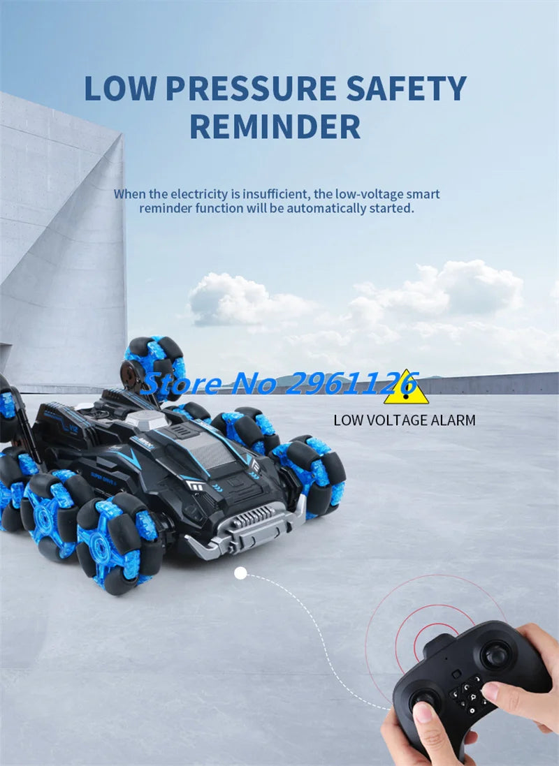 8 Wheels Watch Gesture Sensing Dual Remote Control Stunt Car 2.4G 360° Rotation Smart Programming One Key Spray RC Stunt Car Toy